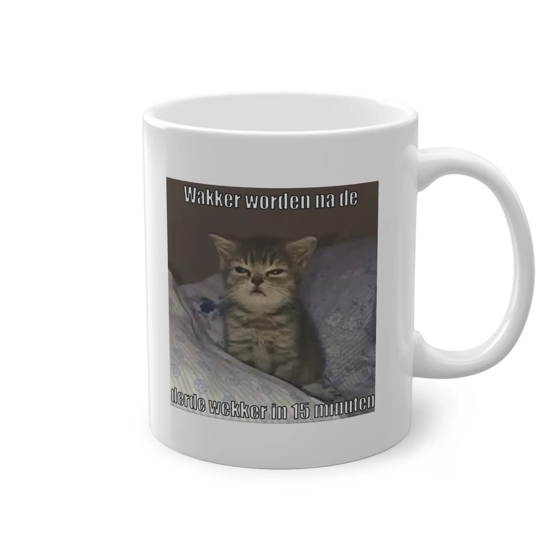 'Wakker worden na de derde wekker' Mok